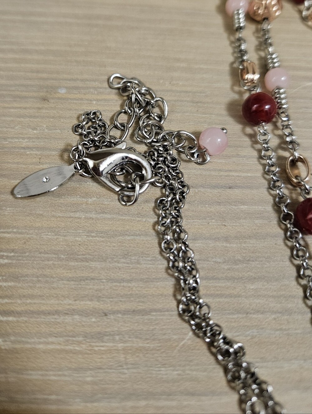 CHICO'S MEDALLION SILVER-TONE ROSE GOLD GLASS BEADS  BOHEMIAN LONG NECKLACE - Picture 10 of 16